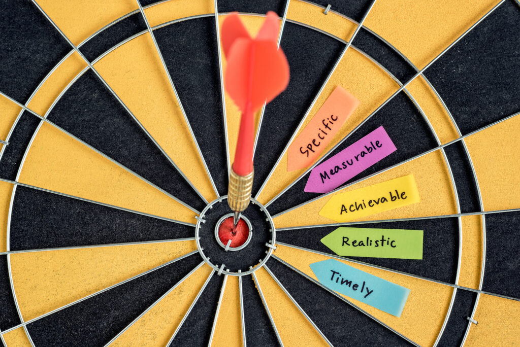 Effective setting goals. A dart is a metaphor for set a effective goal setting